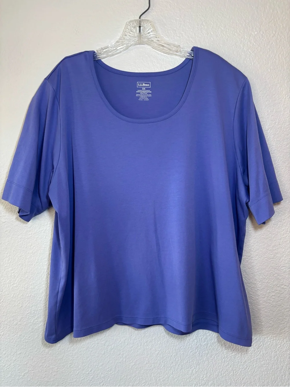 L.L. Bean Women's 100% Supima Cotton Scoop Neck Short Sleeve Tee 3X Lot of 2